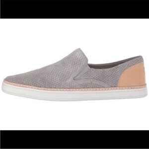 Ugg Adley Slip On Sneaker Perforated Suede White Wall Gray Size 8.5